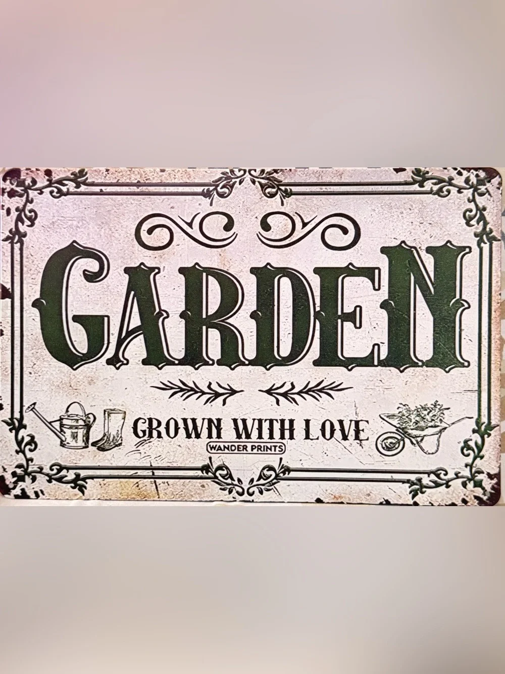 Garden Metal Sign - Green & Cream 
